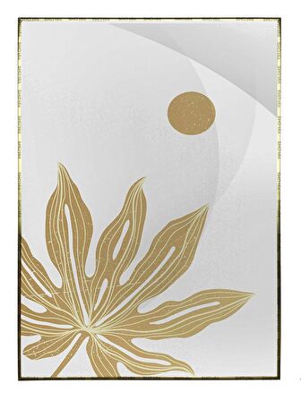 Shop365 Palmiye Yaprağı Altın Gold Renkler Modern Tablo Çerçeveli P-000812