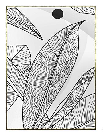 Shop365 Bitki Yapraklar ve Şekiller Modern Tablo Çerçeveli P-000821