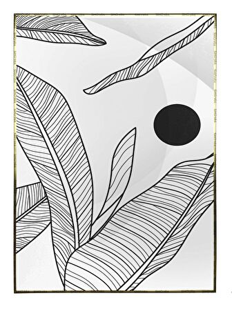 Shop365 Bitki Yapraklar ve Şekiller Modern Tablo Çerçeveli P-000822