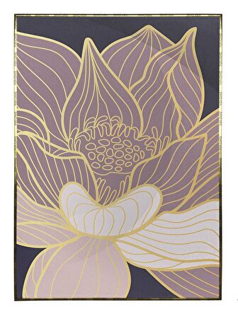 Shop365 Lotus Nilüfer Çiçek İllüstrasyon Tablo Çerçeveli P-000876