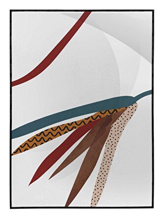 Shop365 Yapraklar ve Şekiller Karışık Renkler Modern Tablo Çerçeveli P-000909