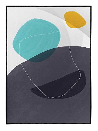 Shop365 Şekiller Gri Mavi Sarı Renkler Modern Tablo Çerçeveli P-000940