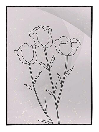 Shop365 Çiçekler Botanik İllüstrasyon Tablo Çerçeveli P-000947