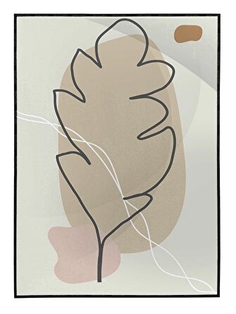 Shop365 Yapraklar ve Şekiller Karışık Renkler Modern Tablo Çerçeveli P-000961