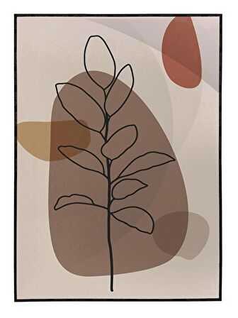 Shop365 Yapraklar ve Şekiller Karışık Renkler Modern Tablo Çerçeveli P-000964