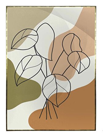 Shop365 Yapraklar ve Şekiller Karışık Renkler Modern Tablo Çerçeveli P-000972