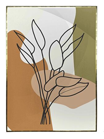 Shop365 Yapraklar ve Şekiller Karışık Renkler Modern Tablo Çerçeveli P-000974