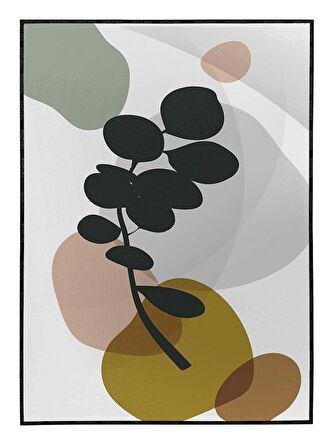 Shop365 Yapraklar ve Şekiller Karışık Renkler Modern Tablo Çerçeveli P-001018