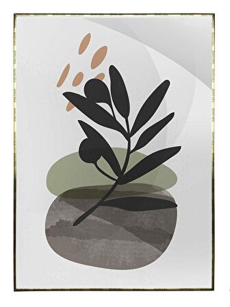 Shop365 Yapraklar ve Şekiller Karışık Renkler Modern Tablo Çerçeveli P-001029