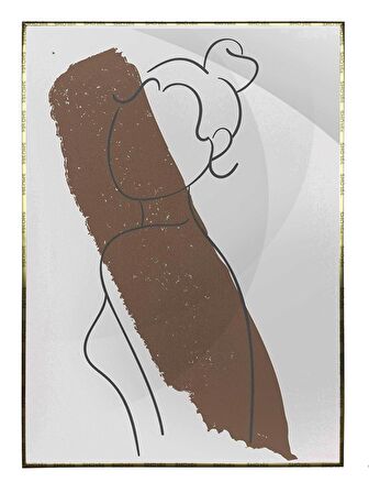 Shop365 Kadın Çizim ve Fırça Darbesi Pastel Renkler Modern Tablo Çerçeveli P-001041