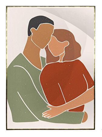 Shop365 Kadın ve Erkek Sevgili Aşk Modern Dekoratif Modern Tablo Çerçeveli P-001051