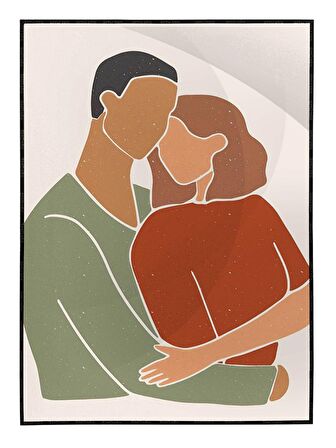 Shop365 Kadın ve Erkek Sevgili Aşk Modern Dekoratif Modern Tablo Çerçeveli P-001051