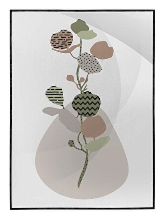 Shop365 Yapraklar ve Şekiller Karışık Renkler Modern Tablo Çerçeveli P-001057