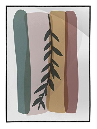 Shop365 Yapraklar ve Şekiller Modern Tablo Çerçeveli P-001065