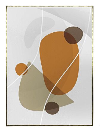 Shop365 Yapraklar ve Şekiller Modern Tablo Çerçeveli P-001080