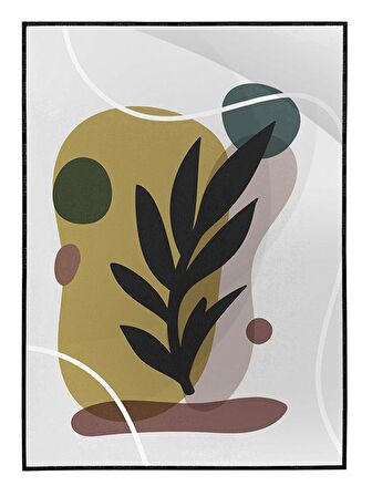 Shop365 Yapraklar ve Şekiller Modern Tablo Çerçeveli P-001086