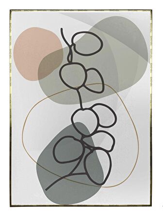 Shop365 Yapraklar ve Şekiller Modern Tablo Çerçeveli P-001107