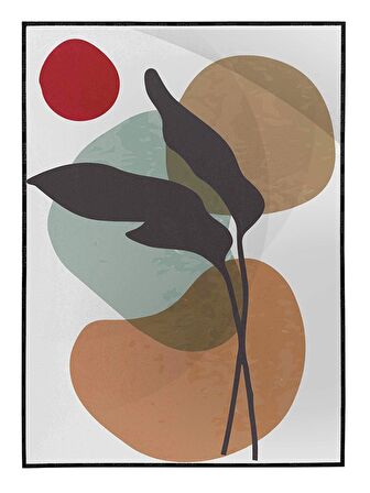 Shop365 Bitki Yapraklar ve Şekiller Modern Tablo Çerçeveli P-001118