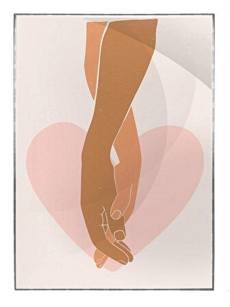 Shop365 Kadın ve Erkek Eli Sevgili Çift Aşk Modern Sanat Tuval Tablo Çerçeveli P-001125