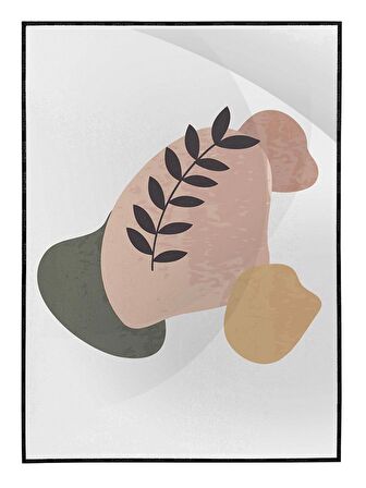 Shop365 Yapraklar ve Şekiller Modern Tablo Çerçeveli P-001136