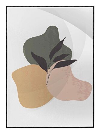 Shop365 Yapraklar ve Şekiller Modern Tablo Çerçeveli P-001138