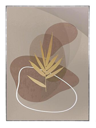 Shop365 Altın Gold Renkli Yapraklar ve Şekiller Modern Tablo Çerçeveli P-001180