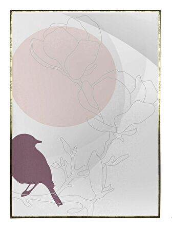 Shop365 Yapraklar ve Şekiller Modern Tablo Çerçeveli P-001201