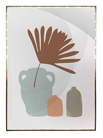 Shop365 Yapraklar ve Şekiller Modern Tablo Çerçeveli P-001345
