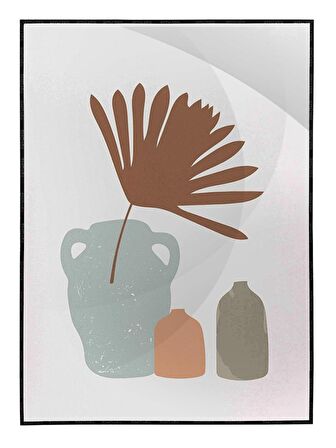 Shop365 Yapraklar ve Şekiller Modern Tablo Çerçeveli P-001345