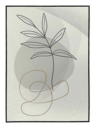 Shop365 Yapraklar ve Şekiller Modern Tablo Çerçeveli P-001450