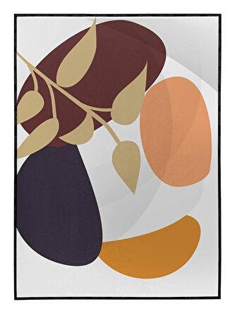 Shop365 Yapraklar ve Şekiller Modern Tablo Çerçeveli P-001496