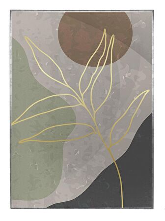 Shop365 Yaprak ve Şekiller Koyu Renkler Modern Tablo Çerçeveli P-001519