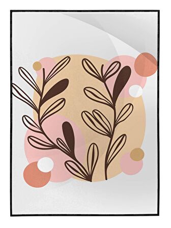 Shop365 Yapraklar ve Şekiller Modern Tablo Çerçeveli P-001540