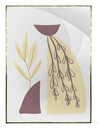 Shop365 Yapraklar ve Şekiller Modern Tablo Çerçeveli P-001546