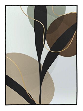 Shop365 Yapraklar ve Şekiller Modern Tablo Çerçeveli P-001568