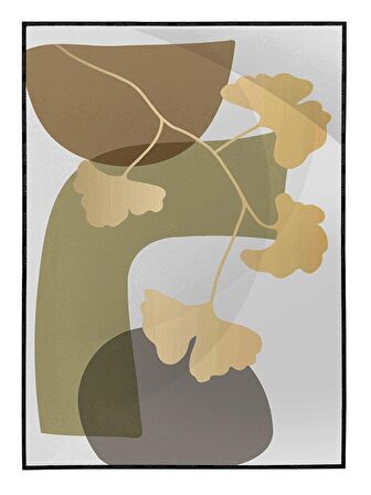 Shop365 Saksıda Çiçek ve Şekiller Karışık Renkler Modern Tablo Çerçeveli P-001603