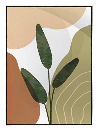 Shop365 Yeşil Bitki ve Şekiller İllüstrasyon Modern Tablo Çerçeveli P-001608