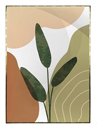 Shop365 Yeşil Bitki ve Şekiller İllüstrasyon Modern Tablo Çerçeveli P-001608