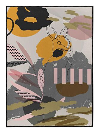 Shop365 Hayvanlar Şekiller Pastel Renkler Dekoratif Modern Tablo Çerçeveli P-001639