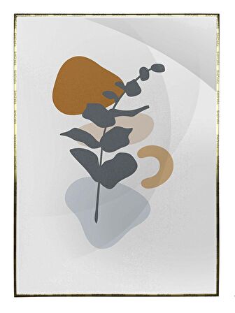 Shop365 Bitki Yapraklar ve Şekiller Modern Tablo Çerçeveli P-001671