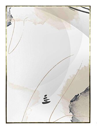 Shop365 Şekiller Sulu Boya Görünümlü Beyaz Gri Renkler Modern Tablo Çerçeveli P-001701