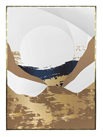 Shop365 Güneş Ay ve Dağlar Manzara Modern İllüstrasyon Dikey Tablo Çerçeveli P-001709