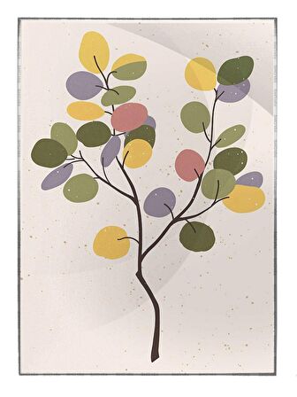 Shop365 Meyveler Limonlar Yapraklar Pastel Renkler Modern Tablo Çerçeveli P-001767