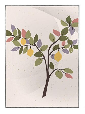 Shop365 Meyveler Limonlar Yapraklar Pastel Renkler Modern Tablo Çerçeveli P-001768