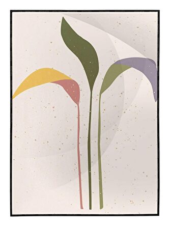 Shop365 Yapraklar ve Dallar Pastel Renkler Modern Tablo Çerçeveli P-001775