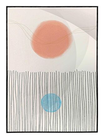 Shop365 Şekiller Krem Mavi Renkler Modern Tablo Çerçeveli P-001818