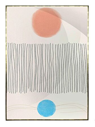 Shop365 Şekiller Krem Mavi Renkler Modern Tablo Çerçeveli P-001819