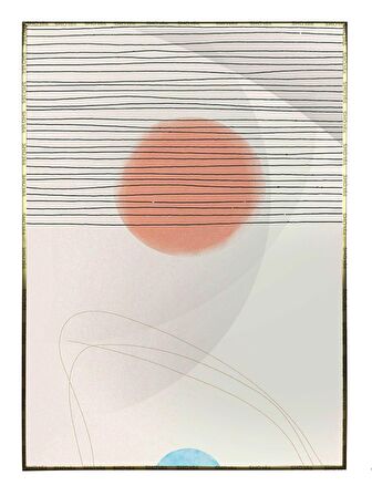 Shop365 Şekiller Krem Mavi Renkler Modern Tablo Çerçeveli P-001820