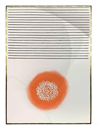 Shop365 Şekiller Krem Turuncu Siyah Renkler Modern Tablo Çerçeveli P-001823