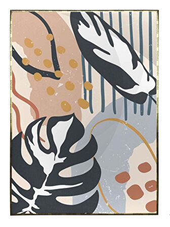 Shop365 Yapraklar veya Şekiller Pastel Renkler Modern Tablo Çerçeveli P-001847